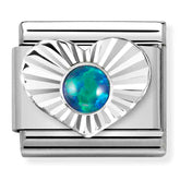Nomination Composable Classic Link 330508/26 Green Opal in Silver Heart